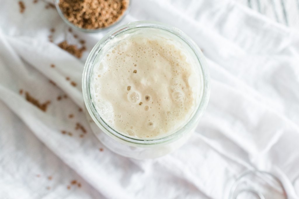 Fed Sourdough Starter in Glass jar