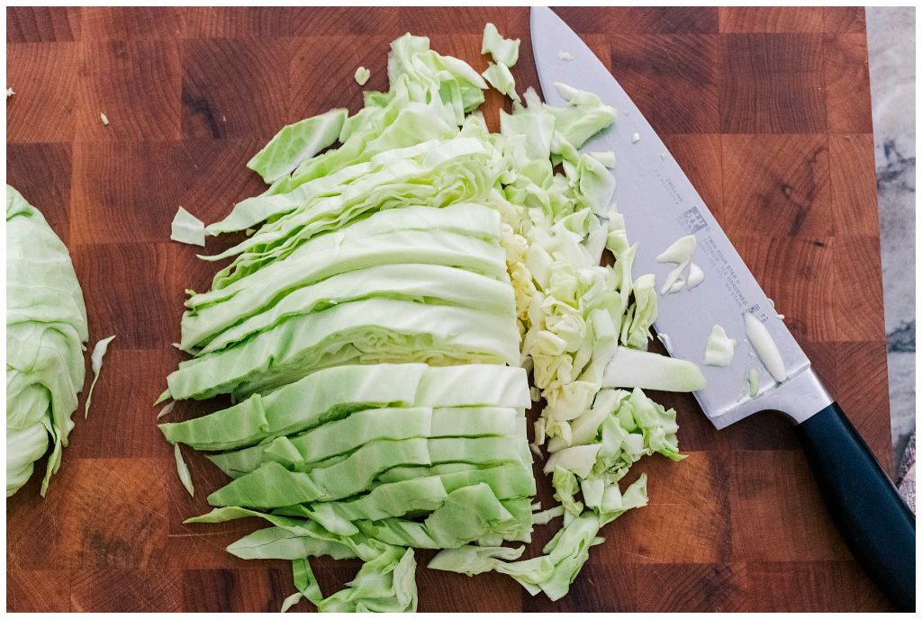 knife chopping cabbage for sauerkraut