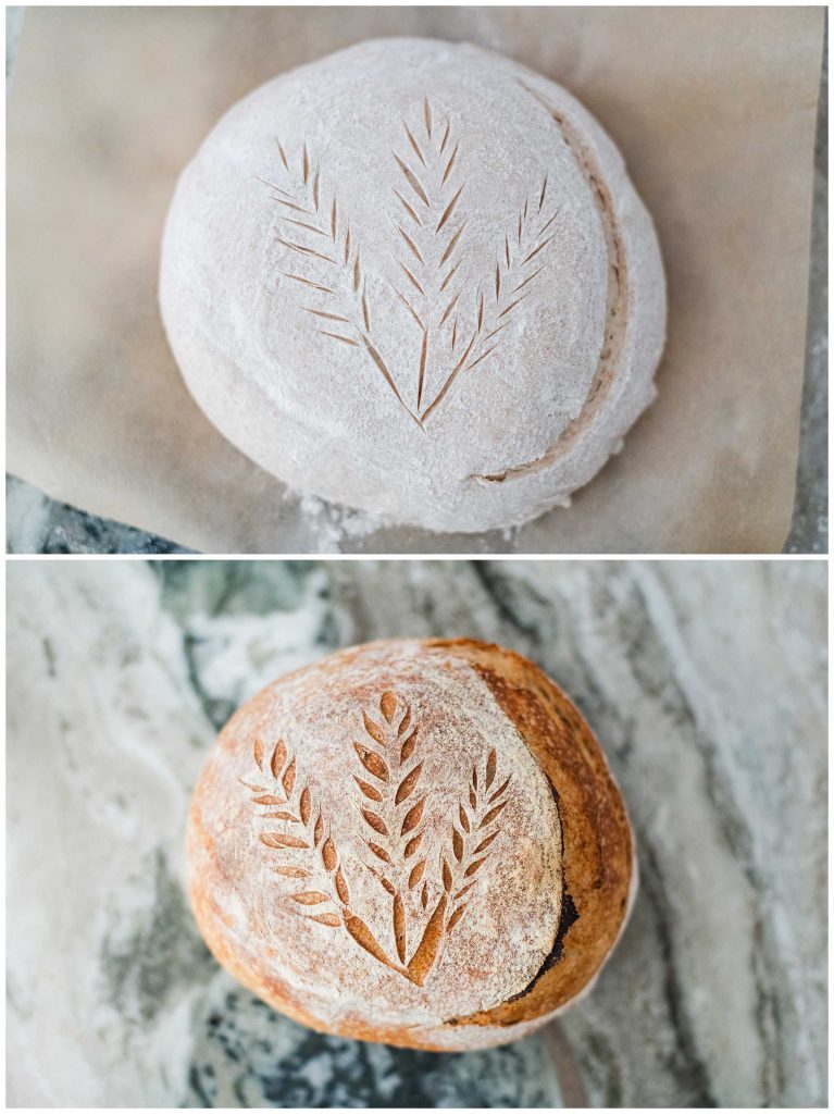 How To Score Sourdough Bread With wheat design