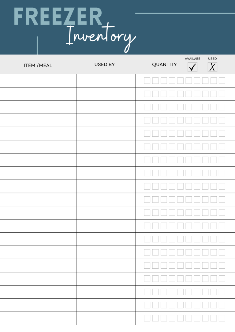 Freezer Inventory Printable