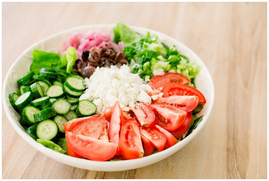 Huge bowl of easy to make Greek Salad