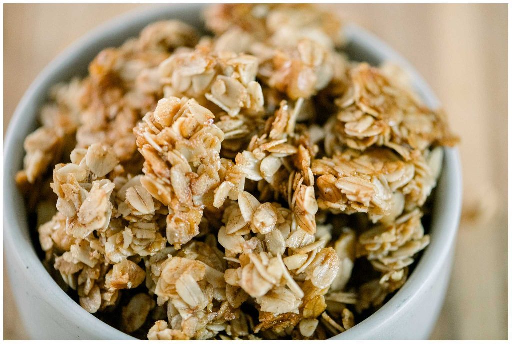 Up close photo of homemade granola