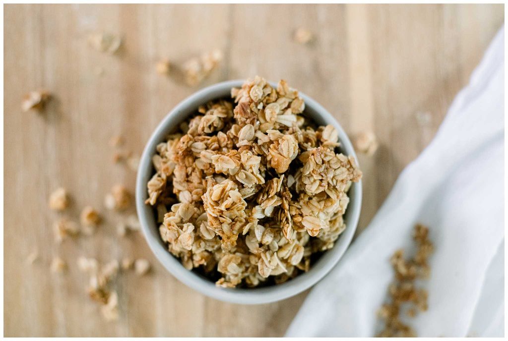 overhead photo of homemade granola