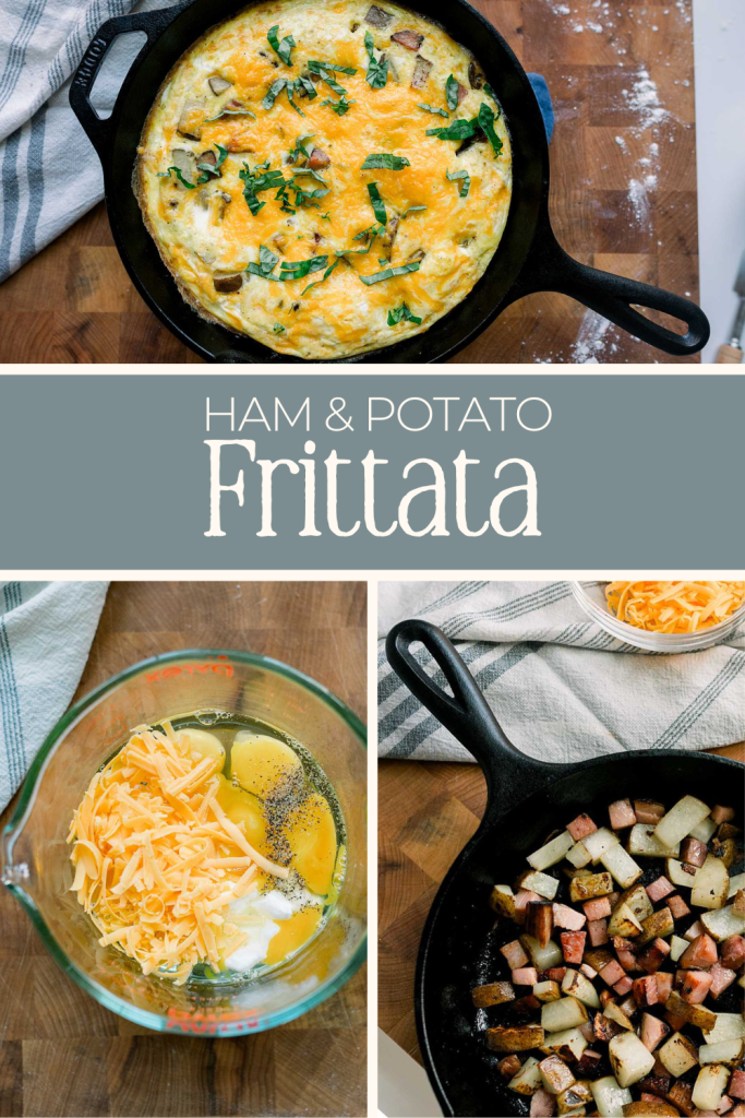 Pinterest Pin for Ham and Potato Frittata 