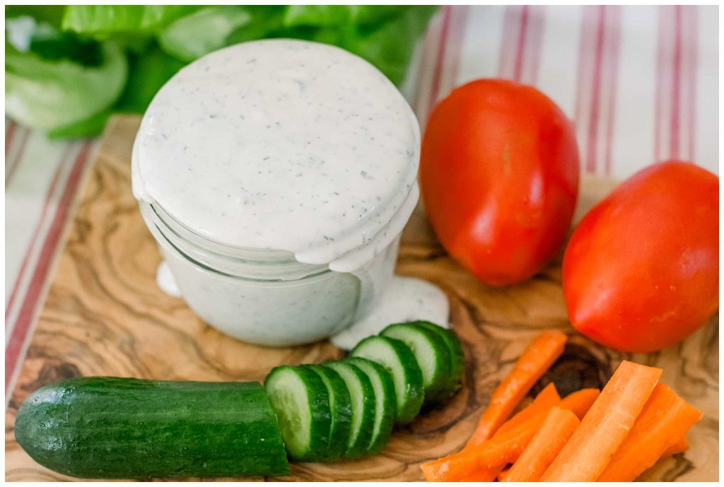 Buttermilk Ranch Dressing Recipe on cutting board
