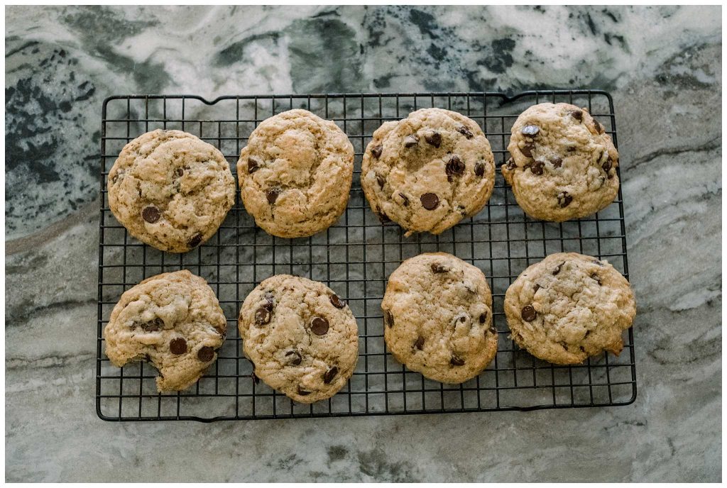 Sourdough Chocolate Chip Cookies on cooling rack