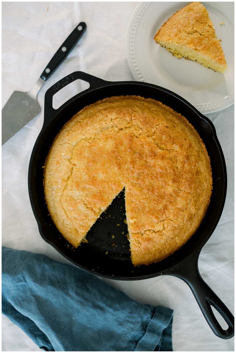 Sourdough Cornbread in a skillet