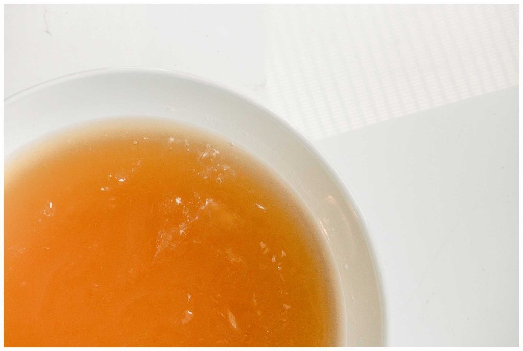 Up close image of beef bone broth recipe