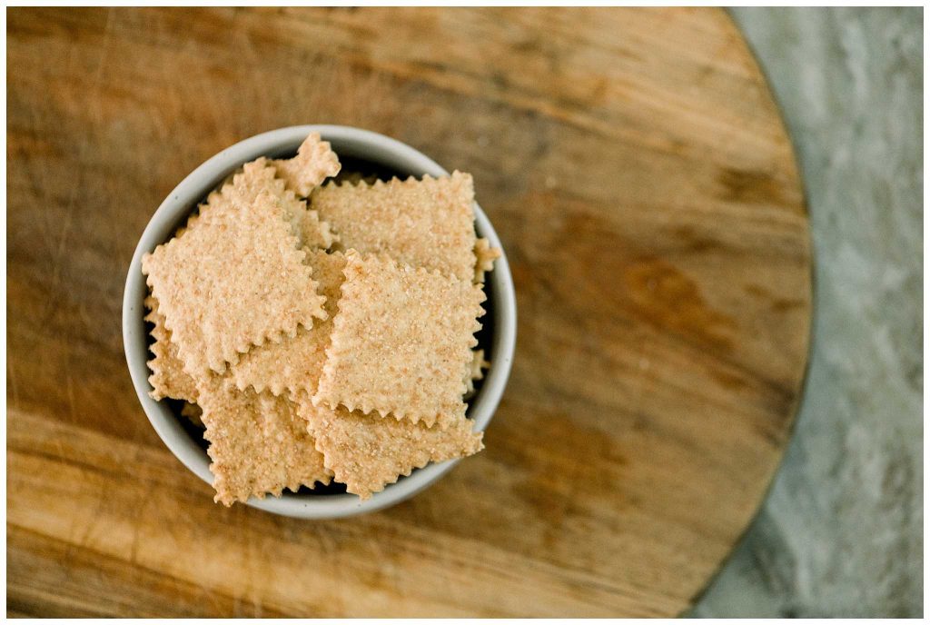 Long Fermented Sourdough Crackers in a bowl