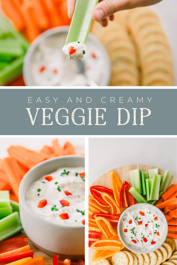 Creamy Vegetable Dip Pinterest Pin with 3 images