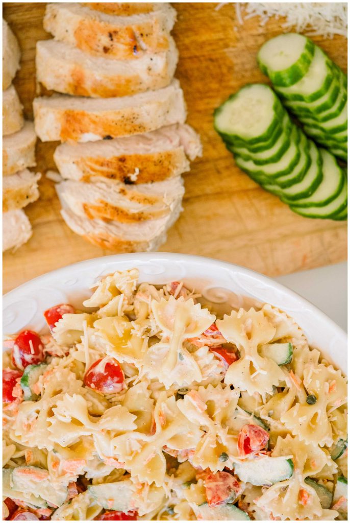 Caesar Pasta Salad with grilled chicken