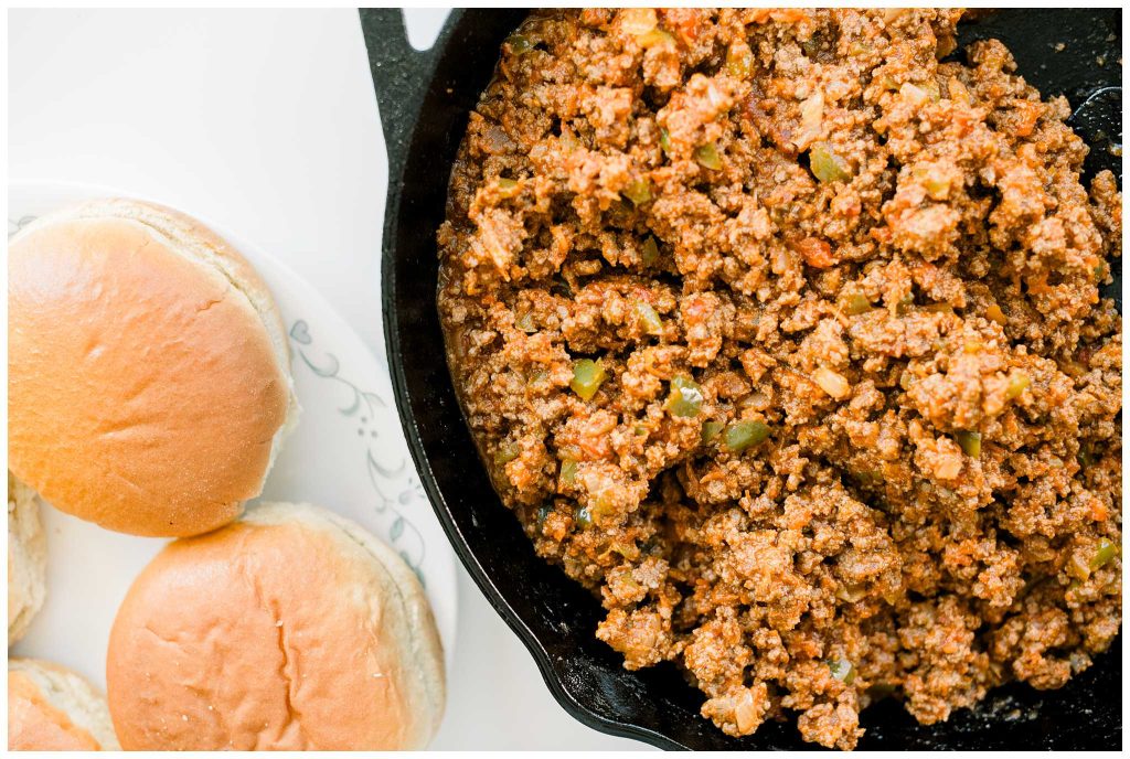 Sloppy Joes Recipe in a cast iron skillet