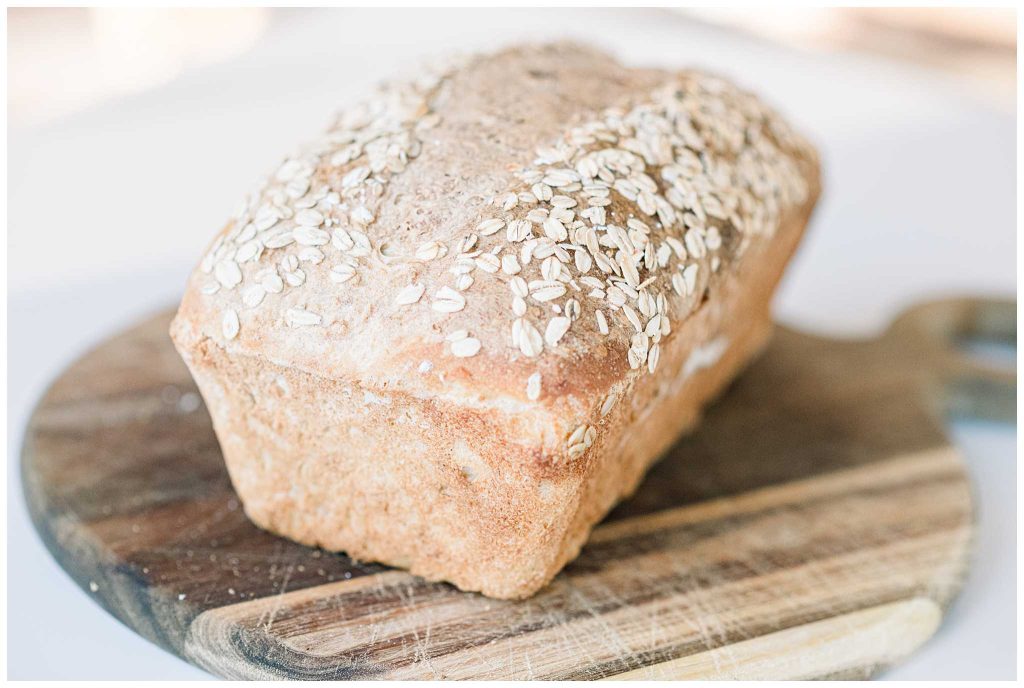 Sourdough Oatmeal Sandwich Bread from the side